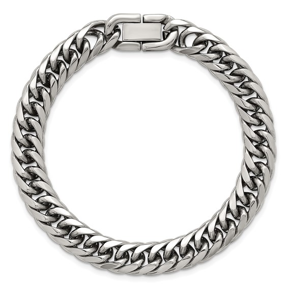 Stainless Steel Polished Rounded Edge Miami Cuban Link 8in Bracelet