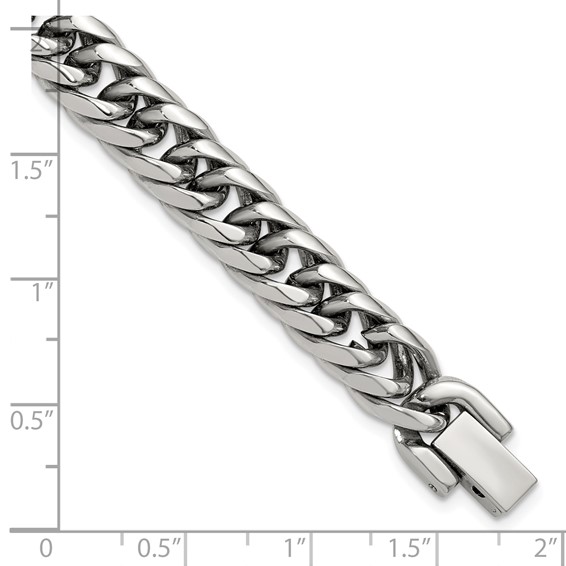 Stainless Steel Polished Rounded Edge Miami Cuban Link 8in Bracelet