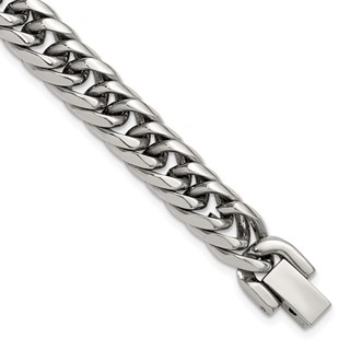 Stainless Steel Polished Rounded Edge Miami Cuban Link 8in Bracelet