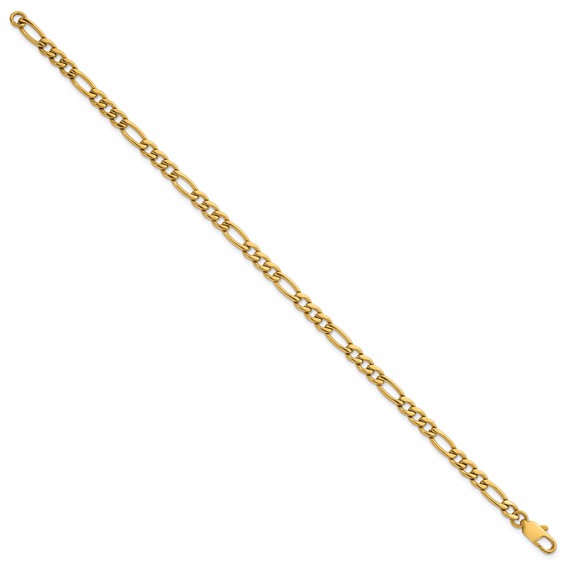 Stainless Steel Polished Yellow IP-plated Flat Figaro 8.5in Bracelet