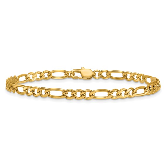 Stainless Steel Polished Yellow IP-plated Flat Figaro 8.5in Bracelet