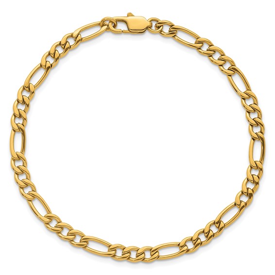 Stainless Steel Polished Yellow IP-plated Flat Figaro 8.5in Bracelet