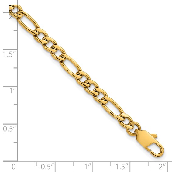 Stainless Steel Polished Yellow IP-plated Flat Figaro 8.5in Bracelet