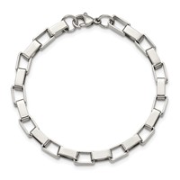 Chisel Stainless Steel Polished Square Link Bracelet - 8in view 4