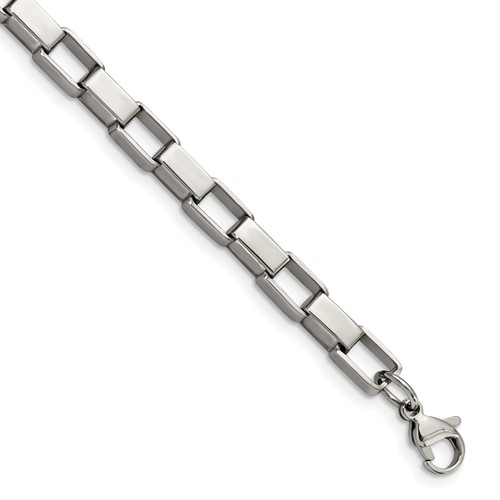 Chisel Stainless Steel Polished Square Link Bracelet, 8"