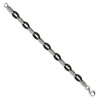 Chisel Stainless Steel Polished Black IP-plated Oval Link Bracelet, 7.5" view 3