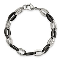 Chisel Stainless Steel Polished Black IP-plated Oval Link Bracelet, 7.5" view 4
