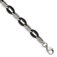 Chisel Stainless Steel Polished Black IP-plated Oval Link Bracelet, 7.5" view 1