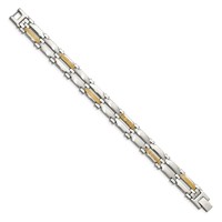 Chisel Stainless Steel Bracelet with 14K Gold Accent Brushed and Polished Link, 8.5" view 3