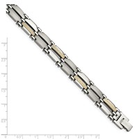 Chisel Stainless Steel Bracelet with 14K Gold Accent Brushed and Polished Link, 8.5" view 5