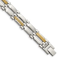 Chisel Stainless Steel Bracelet with 14K Gold Accent Brushed and Polished Link, 8.5" view 1