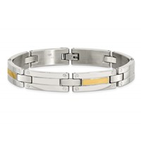 Chisel Stainless Steel Bracelet with 14K Gold Accent Polished Link, 8.5" view 4