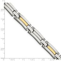 Chisel Stainless Steel Bracelet with 14K Gold Accent Polished Link, 8.5" view 5