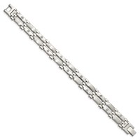 Chisel Stainless Steel Brushed and Polished Bracelet with Rhodium-plated 14K White Gold and 0.05 Carat Diamond, 8.5" view 3