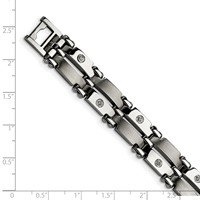 Chisel Stainless Steel Brushed and Polished Bracelet with Rhodium-plated 14K White Gold and 0.05 Carat Diamond, 8.5" view 5