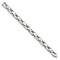 Chisel Stainless Steel Polished Bracelet with Rhodium-plated 14K White Gold Accent and.03 Carat Diamond, 8.5" view 3