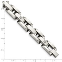 Chisel Stainless Steel Polished Bracelet with Rhodium-plated 14K White Gold Accent and.03 Carat Diamond, 8.5" view 5