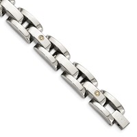 Chisel Stainless Steel Polished Bracelet with Rhodium-plated 14K White Gold Accent and.03 Carat Diamond, 8.5" view 1