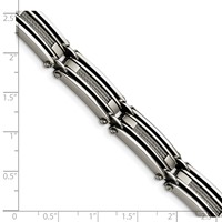 Chisel Stainless Steel Brushed and Polished Bracelet with Cable Inlay Link, 9" view 5
