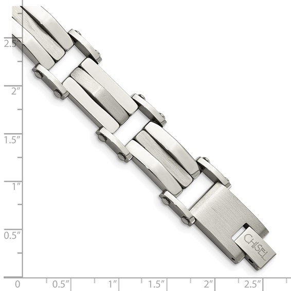 Chisel Stainless Steel Brushed and Polished 8.5 inch Link Bracelet