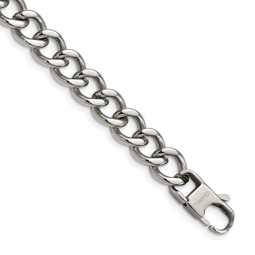 Chisel Stainless Steel Polished Curb Bracelet, 8.5"
