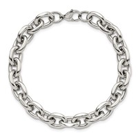 Chisel Stainless Steel Polished Cable Link Bracelet - 9in view 4