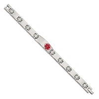 Chisel Stainless Steel Brushed and Polished Bracelet with Red Enamel Medical ID Link, 8.25" view 3