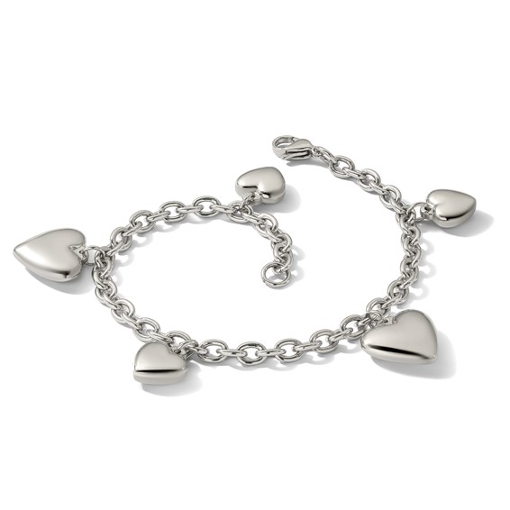 Chisel Stainless Steel Polished Hearts 8 inch Bracelet