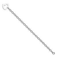 Chisel Stainless Steel Polished Open Link Bracelet with Open Heart, 8.5" view 3