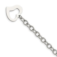 Chisel Stainless Steel Polished Open Link Bracelet with Open Heart, 8.5" view 1