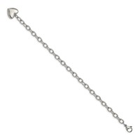 Chisel Stainless Steel Polished Open Link Bracelet with Heart Dangle, 8.5" view 3