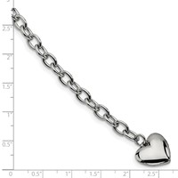 Chisel Stainless Steel Polished Open Link Bracelet with Heart Dangle, 8.5" view 5