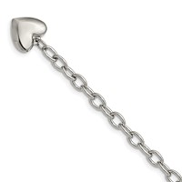 Chisel Stainless Steel Polished Open Link Bracelet with Heart Dangle, 8.5" view 1