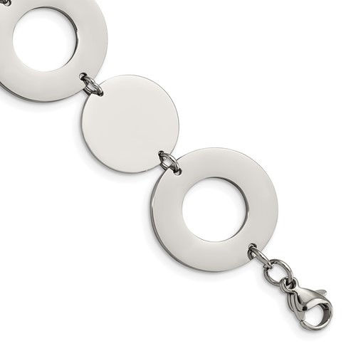 Chisel Stainless Steel Polished Circle Link Bracelet, 7.5"