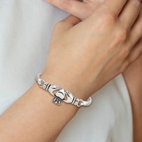 Chisel Stainless Steel Antiqued and Polished Claddagh Bangle view 5