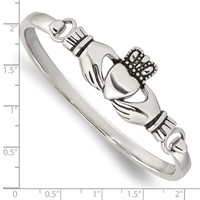 Chisel Stainless Steel Antiqued and Polished Claddagh Bangle view 4