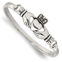 Chisel Stainless Steel Antiqued and Polished Claddagh Bangle view 1
