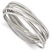 Chisel Stainless Steel Polished 9 Piece Set of Intertwined Bangles view 1