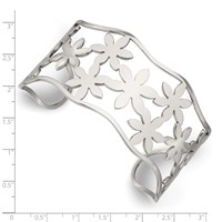 Chisel Stainless Steel Polished Flowers Cuff Bangle view 4