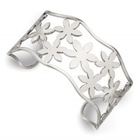 Chisel Stainless Steel Polished Flowers Cuff Bangle view 1