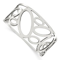 Chisel Stainless Steel Polished Ovals Cuff Bangle view 1
