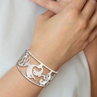 Chisel Stainless Steel Polished Dolphins Cuff Bangle view 5