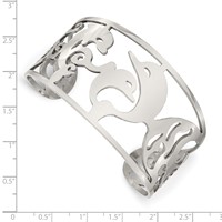 Chisel Stainless Steel Polished Dolphins Cuff Bangle view 4