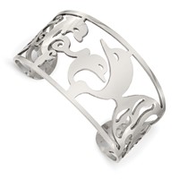 Chisel Stainless Steel Polished Dolphins Cuff Bangle view 1