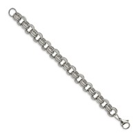 Chisel Stainless Steel Polished and Textured Multi Link Bracelet, 7.75" view 3
