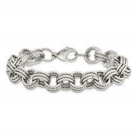 Chisel Stainless Steel Polished and Textured Multi Link Bracelet, 7.75" view 4