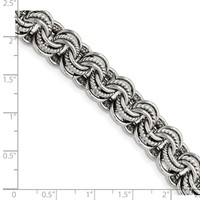 Chisel Stainless Steel Polished and Textured Multi Link Bracelet, 7.75" view 5