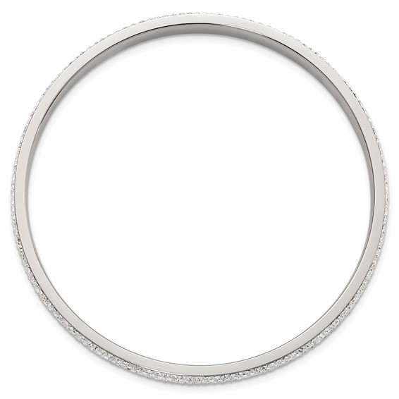 Stainless Steel Polished Crystal Round Slip-on Bangle