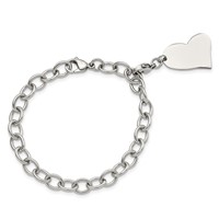 Chisel Stainless Steel Polished Link Bracelet with Heart Lobster Clasp Charm, 8" view 4