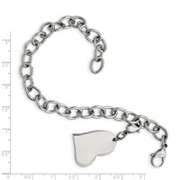 Chisel Stainless Steel Polished Link Bracelet with Heart Lobster Clasp Charm, 8" view 5